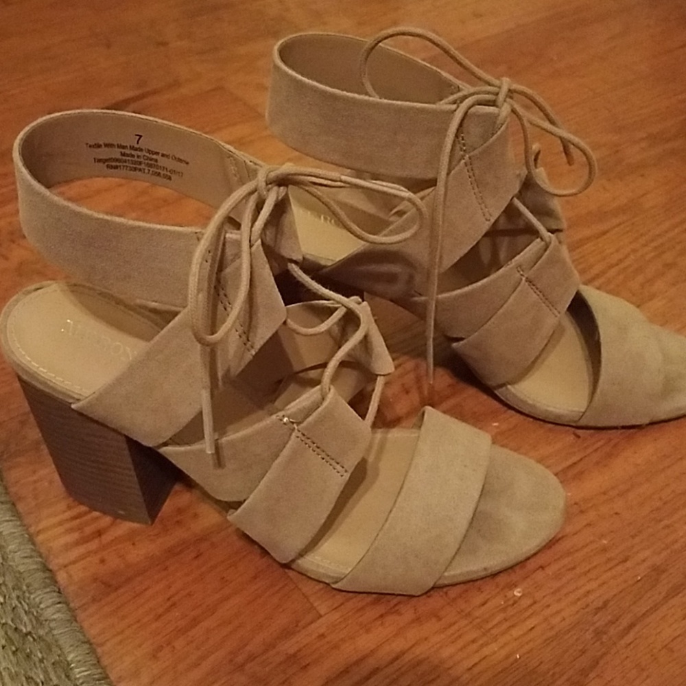 Merona by Target tan lace-up block heel sandal